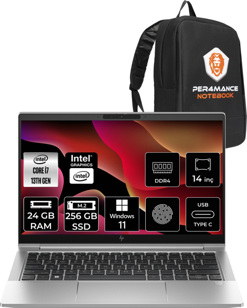 Elitebook 640 G10 İ7-1355U 24Gb Ram 256Gb Ssd 14'' Fhd W11Home 8A571Ea & Per4 Çanta
