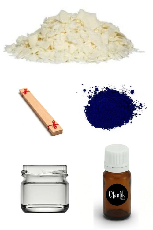 Soya Mum Yapım Seti, 1Kg Soya Wax, Cam Kavanoz, Esans, Boya, Ahşap Fitil