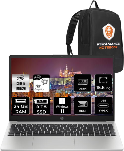 250 G10 Intel Core İ5 1335U 24Gb Ram 4Tb Ssd 15.6'' Fhd W11Pro 8A538Ea & Per4 Çanta