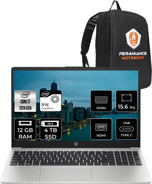 250 G10 Intel Core İ7 1355U 12Gb Ram 4Tb Ssd 15.6'' Fhd Fdos 8A541Ea & Per4 Çanta