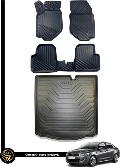 Citroen C-Elysee 3D Havuzlu Paspas + Bagaj Havuzu İkili Set