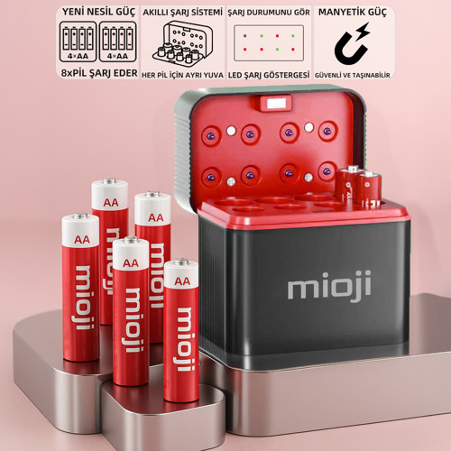 BT12 AA ve AAA 1.5V Şarj Edilebilir Pil ve Şarj Cihazı Siyah
