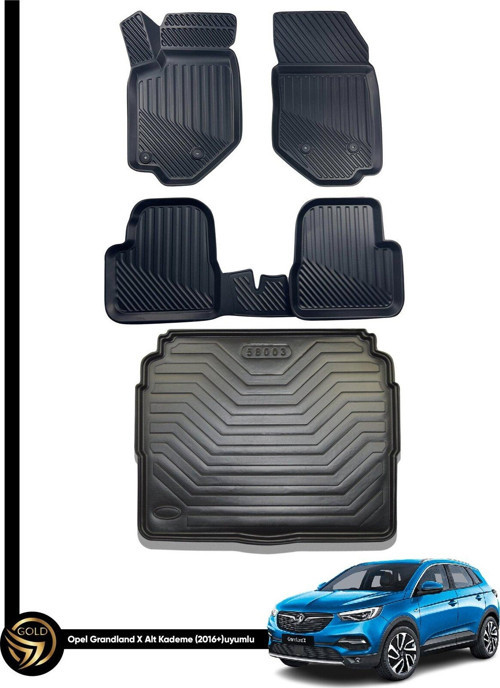 Opel Grandland X 3D Havuzlu Paspas + Bagaj Havuzu İkili Set