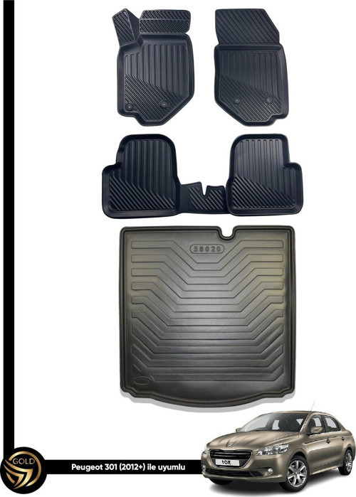 Peugeot 301 3D Havuzlu Paspas + Bagaj Havuzu İkili Set