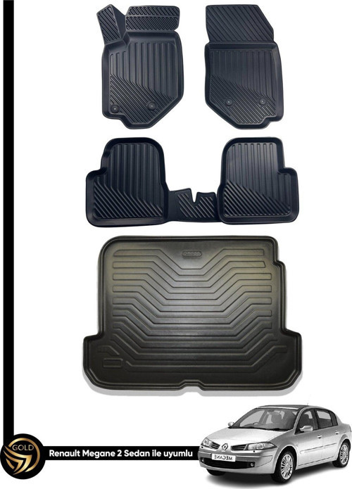 Renault Megane 2 3D Havuzlu Paspas Sedan + Bagaj Havuzu İkili Set