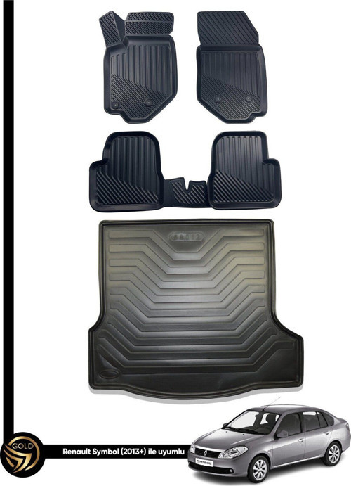 Renault Symbol 3D Havuzlu Paspas 2013 Sonrası + Bagaj Havuzu İkili Set