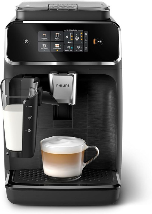 2300 Serisi tam otomatik kahve makinesi - 4 içecek, modern renkli dokunmatik ekran, LatteGo süt sistemi, SilentBrew, %100 seramik öğütücü, AquaClean filtre, mat siyah (EP2330/10)