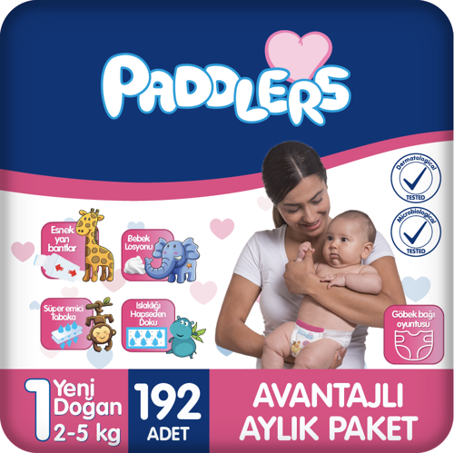 Yenidoğan Bebek Bezi 1 Numara (2-5 Kg) 192 Adet – Aylık Paket