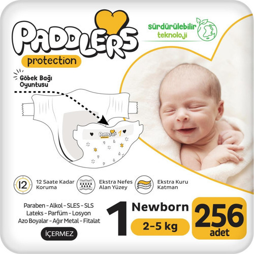 Protection Yenidoğan Bebek Bezi 1 Numara (2-5 Kg) 256 Adet – Ekstra Jumbo Set, Maksimum Koruma