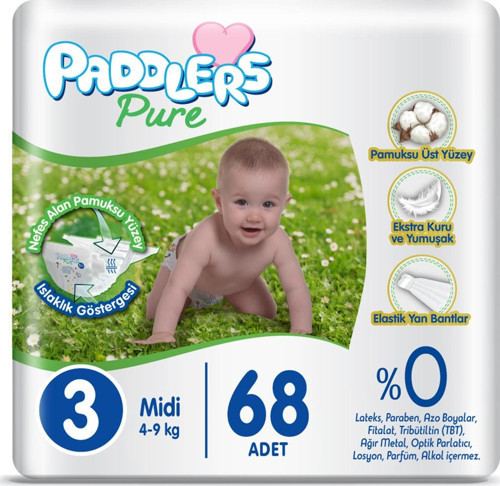 Pure Bebek Bezi 3 Numara Midi 68 Adet (4-9 Kg) Jumbo Paket