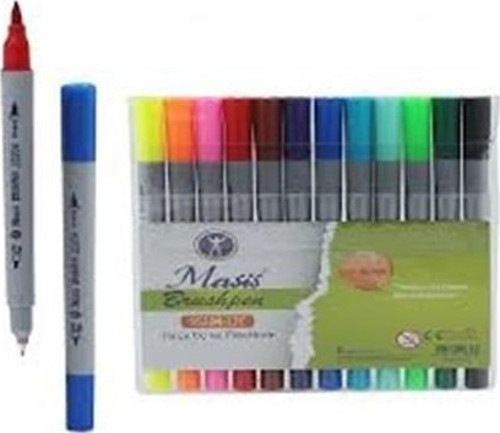 Fırça Keçe Uç Fineliner Kalem 12 Renk Pvc S5204-12C