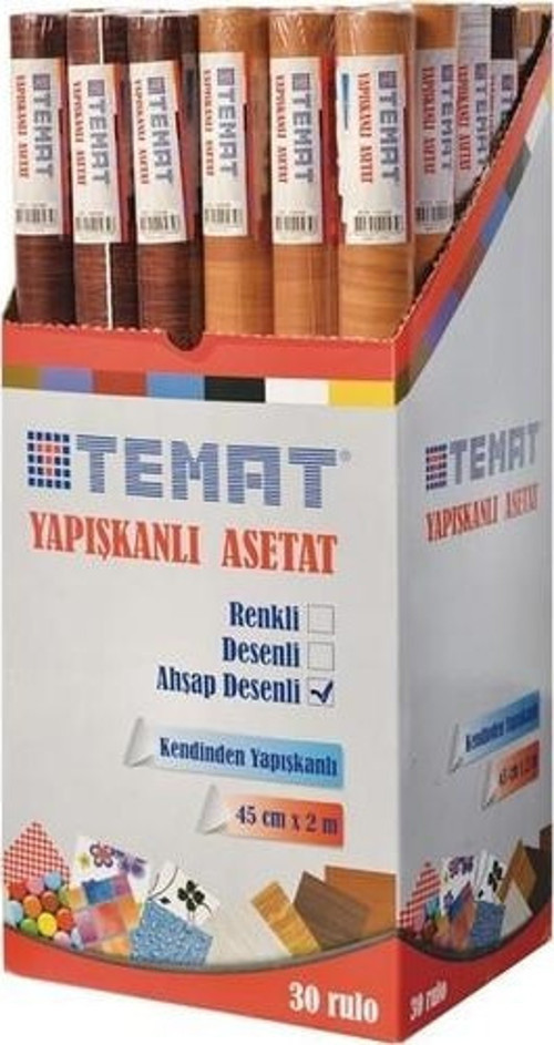 Ahşap Desnli Yapışkanlı Asetat 45 Cm X 2 M