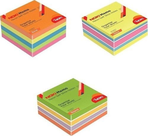 Memo Neon Yapışkanlı Küp Blok 75 x 75 mm 3'lü Gizemli-Havai-Envai