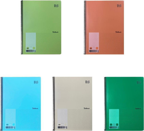 U-DEEP A4 Spiralli Defter Pp. Kapak 72 Yp. Çizgisiz 6'LI