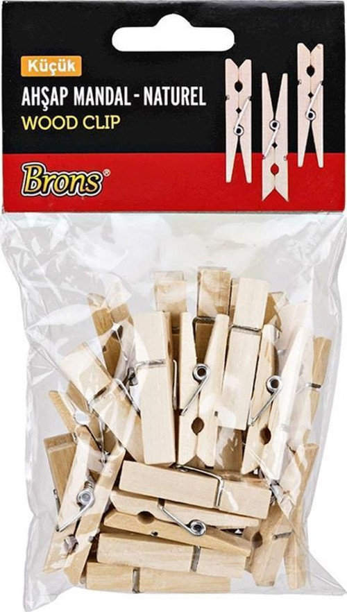 Ahşap Naturel Mandal Küçük Boy 24'lü Paket