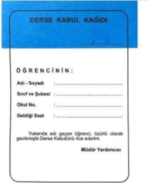 457 Öğrenci Ders Kabul Kağıdı Geç Kağıdı 100 Yaprak (457)