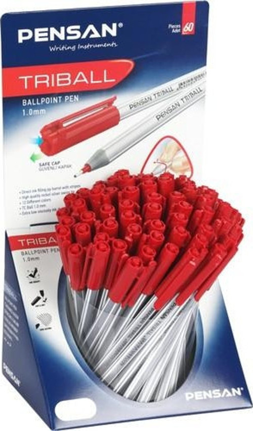 Trıball Tükenmez Kalem Kırmızı 60 Lı Stand