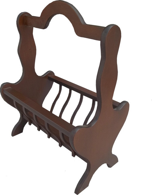 Gazete Sehpa 12621 Model Kayın MDF Torna tabla Parlak Ceviz Boya Tutmalık El Yapı