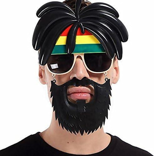 Rasta Peruklu Rasta Sakallı Bıyıklı Parti Gözlüğü 27x18 cm