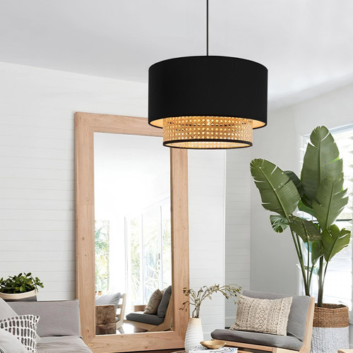 Siyah Kumaş Hazeran Rattan Sarkıt AYD-3743