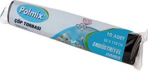 Polmix End Jumbo Boy Çöp Poşeti 80x110 cm 20 Rulo 200 Ad 8 Kg Siyah