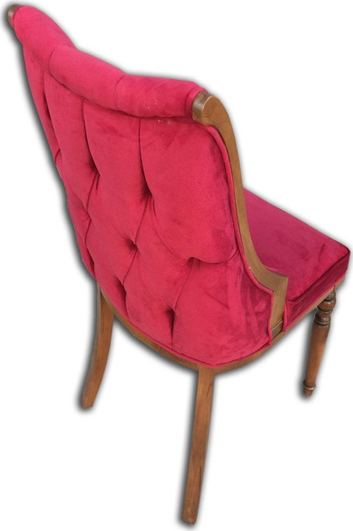Sandalye 12592 SAFİR Papel Kapiton Kayın RETRO Ort Bbyface kırmızı kumaş El Yapım