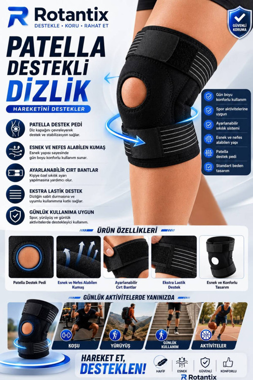 Medikal Patella Destekli Dizlik Korsesi Çapraz Bağ Menisküs Ağrısı Için Sporcu Dizlik standart Beden