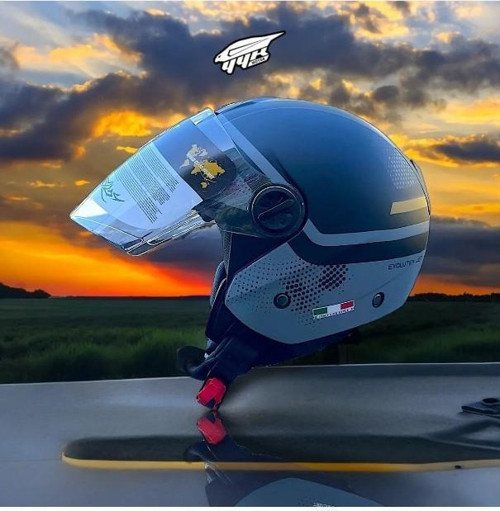 715 Şeffaf Vizörlü Yarım Motosiklet Scooter Kaskı S Beden Black Grey
