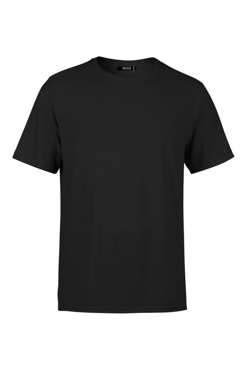 Erkek Siyah %100 Pamuk T- Shirt Regular Fit Rahat Kesim Bisiklet Yaka Basic Tişört