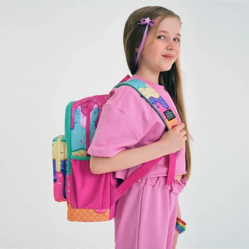 Coral High Kids Pembe Rengarenk Dondurma Desenli Okul Sırt Çantası 23731 5