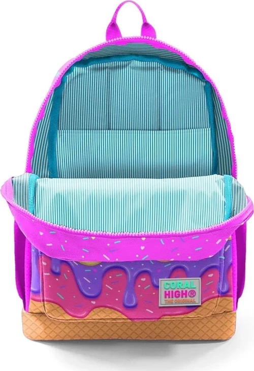 Coral High Kids Pembe Rengarenk Dondurma Desenli Okul Sırt Çantası 23731 4