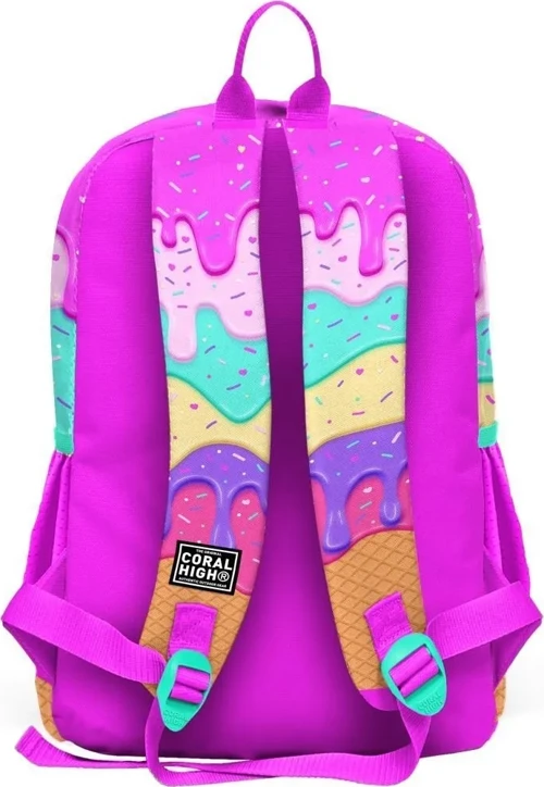 Coral High Kids Pembe Rengarenk Dondurma Desenli Okul Sırt Çantası 23731 3