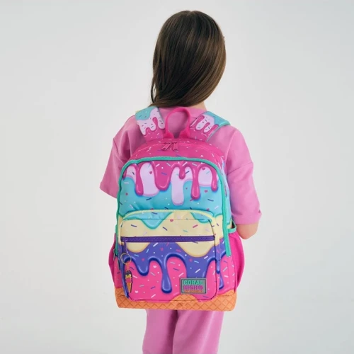 Coral High Kids Pembe Rengarenk Dondurma Desenli Okul Sırt Çantası 23731 2