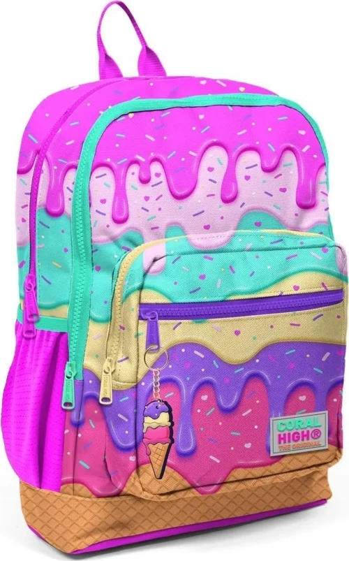 Coral High Kids Pembe Rengarenk Dondurma Desenli Okul Sırt Çantası 23731