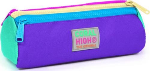 Coral High Kids Mor Renk Detaylı Üç Bölmeli Kalem Çantası 22034