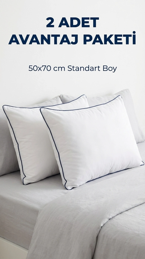 2 Adet Anti-alerjik Nano Jel Yastık 50x70 Yıkanabilir Pamuk