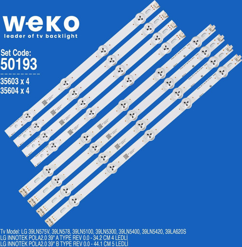 WKSET-5193 35603X4 35604X4 LG INNOTEK POLA2.0 39 8 ADET LED BAR