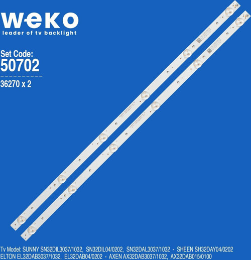 WKSET-5702 36270X2 SKYWORTH-FN320E30-0601S-01 A2 YAL13-00630300-39 2 ADET LED BAR