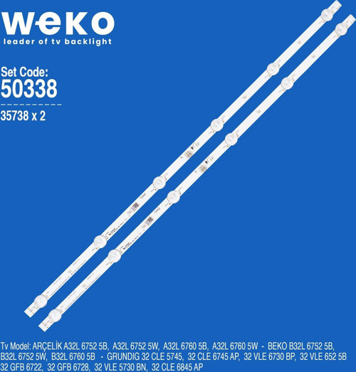 WKSET-5338 35738X2 ARCELIK 32 DRT_REV0.2 - ZVC65600-AA 2 ADET LED BAR