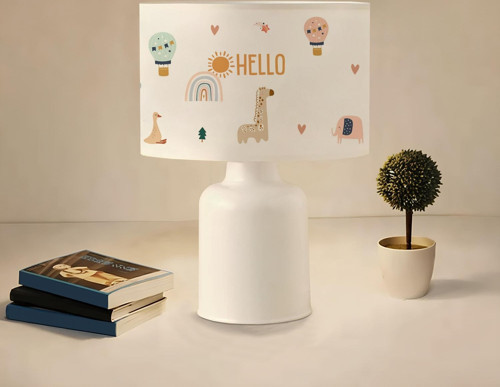 Kumaş Baskılı Hello Friends Çocuk Odası Abajur AYD-3395