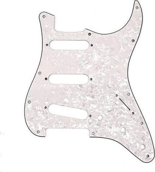 Pickguard Stratocaster S/S/S 11-Hole Mount White Pearl 4-Ply Pickguard