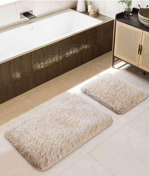 Douro Shaggy 2li Banyo Paspası Bej Kaydırmaz Taban 60 X 100 - 50 X 60