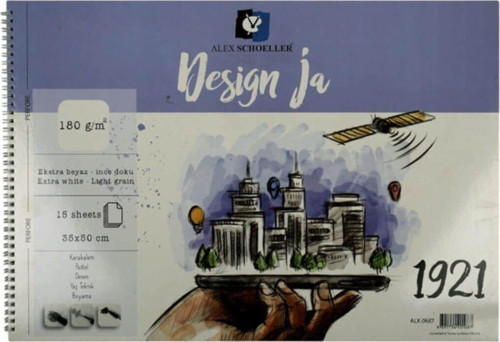 Design Ja 180 gr Ince Dokulu Resim Defteri 35x50 cm 15 Sayfa