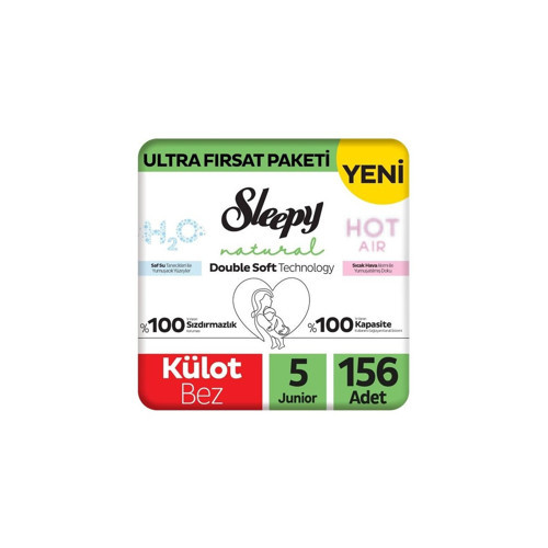 Natural Double Soft Ultra Fırsat Paketi Külot Bez 5 Numara Junior 156 Adet