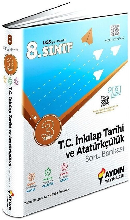 Aydın Yayınları 8. Sınıf LGS TC İnkılap Tarihi ve Atatürkçülük Üç Adım Soru Bankası