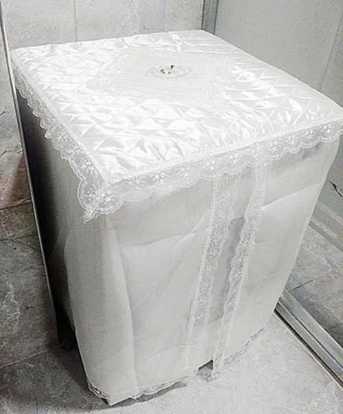 Beyaz Çamaşır Makinesi Örtüsü Dantel Kenar