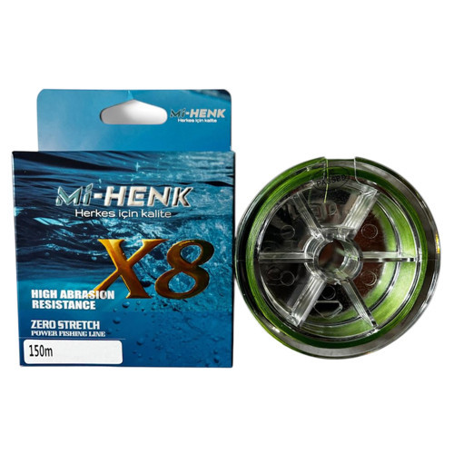 8X 150m Yeşil İp - Örgü Misina 0,8 pe 0,148 mm 8,1 kg