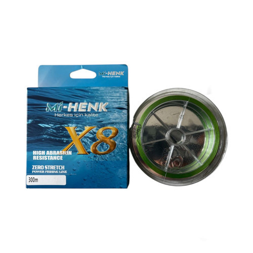 8X 300m Yeşil İp - Örgü Misina 0,6 pe 0,128 mm 7,6 kg