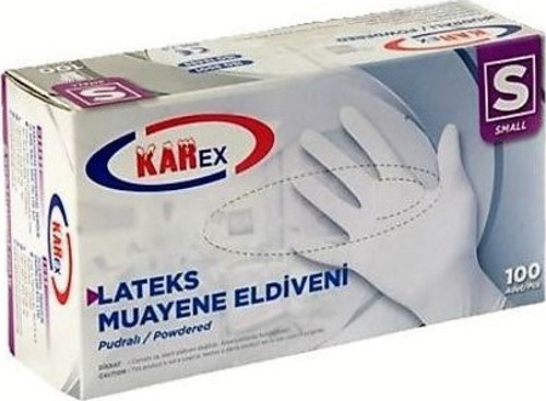 Karex Lateks Pudralı Eldiven 100'lü Paket Beyaz Small
