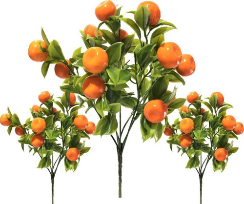 3lü Set Yapay Mandalina Demeti Yapay Çiçek 30*20cm Yeşil Yapraklı